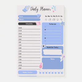 Täglicher Soft-Blue-Planer mit Stimmungs- und Wass Post-it Klebezettel