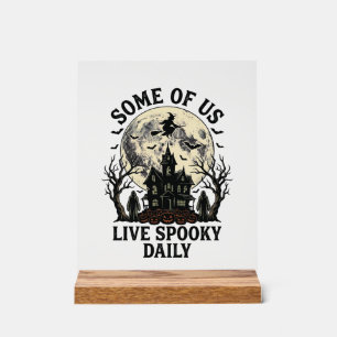 Tägliches Halloween-Shirt mit Vintage-Horror-Mond Acrylschild