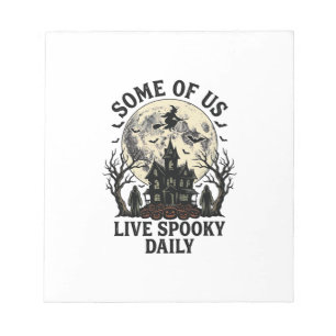Tägliches Halloween-Shirt mit Vintage-Horror-Mond Notizblock