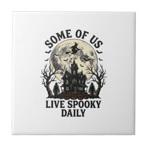 Tägliches Halloween-Shirt mit Vintage-Spukmond Fliese