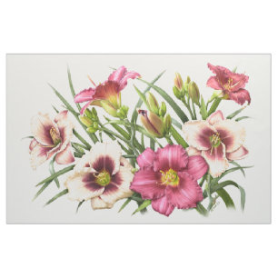 Taglilie-Blumenstrauß-Rubine Stoff