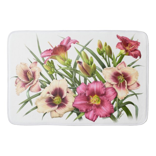 Taglilie Bouquet Rubies Badematte (Vorderseite)