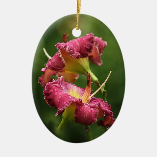 Taglilie-Verzierung Keramik Ornament (Vorne)
