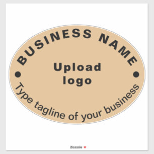 Tagline für Unternehmen mit hellbraunem Oval-Vinyl Aufkleber