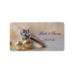 Tags der Gastgeschenk Hochzeit Diamantring und Per Adressaufkleber