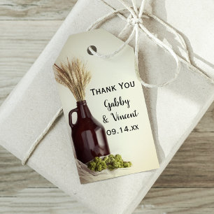 Tags der Gastgeschenk Hochzeit Growler, Hopfen und Geschenkanhänger