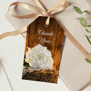 Tags der Gastgeschenk Hochzeit Weißes Hydrangea un Geschenkanhänger