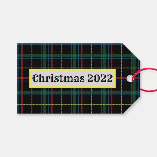 Tags für Karierte Weihnachtsgeschenke Geschenkanhänger (Vorderseite (Horizontal))