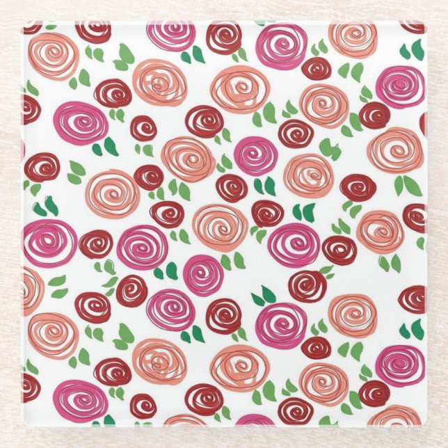 Tagtraum Rosen Glasuntersetzer (Vorderseite)