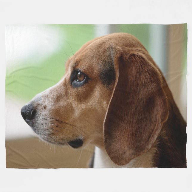 Tagträumender Beagle Fleecedecke (Vorderseite (Horizontal))