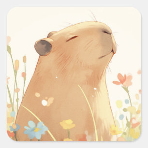 Tagträumendes Capybara Quadratischer Aufkleber