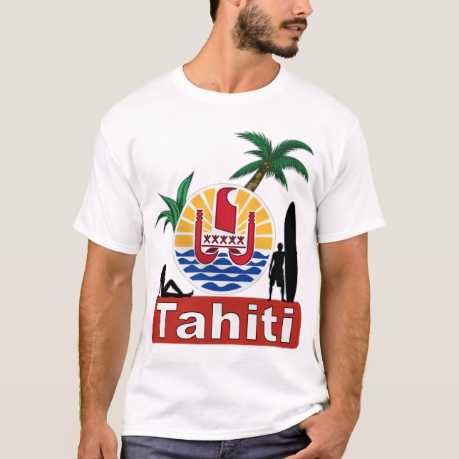 Tahiti-Brandungsentwurf T-Shirt (Vorderseite)