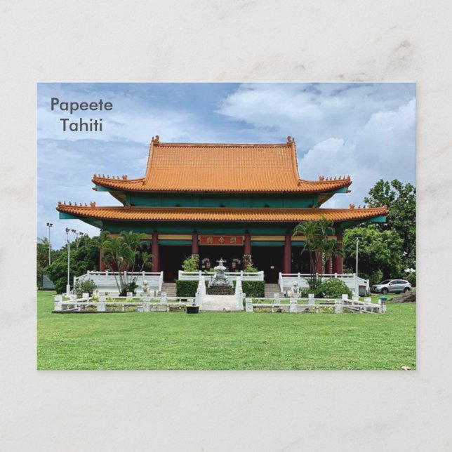 Tahiti, chinesischer Kanti-Tempel von Tahiti, Pape Postkarte (Vorderseite)