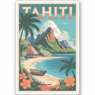 Tahiti Französisch-Polynesien Illustration Reise K Aufkleber