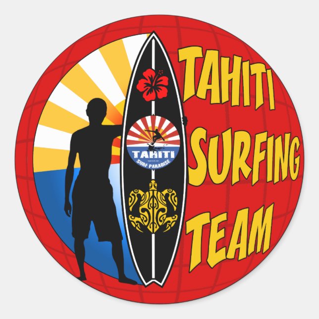 Tahiti Surfsticker Runder Aufkleber (Vorderseite)