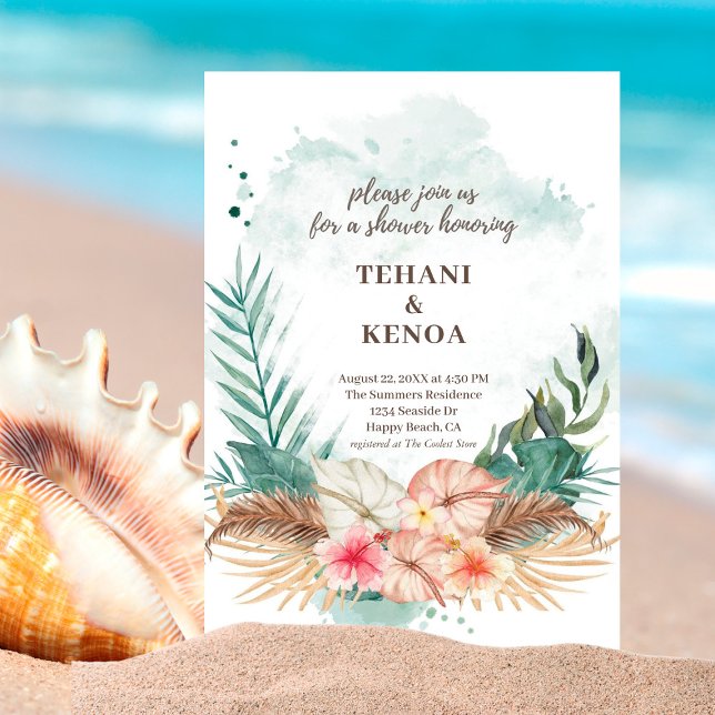 Tahiti | Tropischer Hibiskus Palms Paare Dusche Einladung (Von Creator hochgeladen)