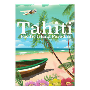 Tahiti Vintage-Strandreiseplakat Fotodruck