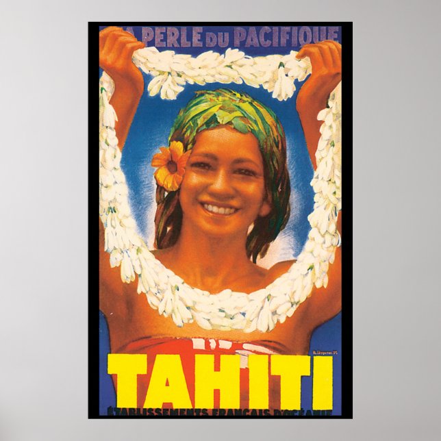 Tahiti Vintage Travel Poster (Vorne)