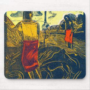 Tahitian Women and Dog, Gauguin Mousepad