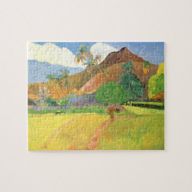 Tahitianische Landschaft, Berge Tahiti, Paul Gaugu (Horizontal)