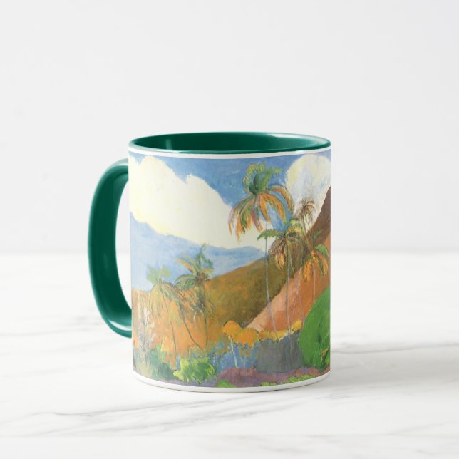 Tahitianische Landschaft, Berge Tahiti, Paul Gaugu Tasse (Vorderseite Links)