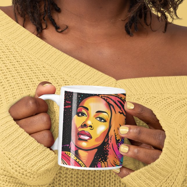 Tahlia Beautiful Black Woman Pop Art Art Kaffeetasse (Add a splash of color to your day with this pop art style coffee mug!)
