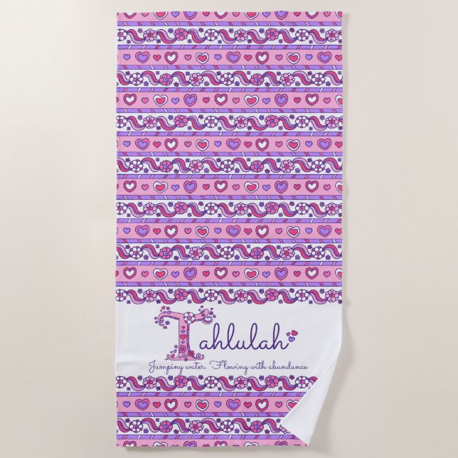 Tahlulah Name bedeutet Blumen Herz-Rosa Handtuch (Vorderseite)