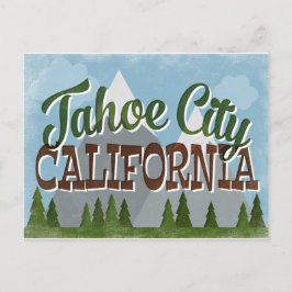 Tahoe City California Fun Retro Snowy Mountains Postkarte