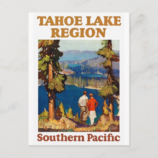 Tahoe USA Vintage Travel Poster wiederhergestellt Postkarte (Vorderseite)