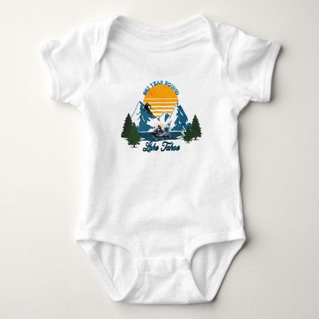 Tahosee: Skijahr, Schnee Ski und Wasserski Baby Strampler (Vorderseite)
