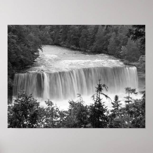 Tahquamenon Upper Falls Grayscale Poster (Vorne)