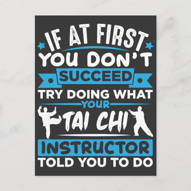 Tai Chi Fighter Silhouette Martial Arts Zitat Postkarte (Vorderseite)