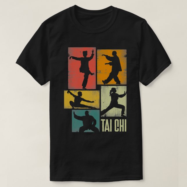 Tai Chi Martial Art Shadowboxer Silhouetten T-Shirt (Design vorne)