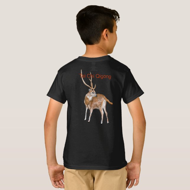 Tai Chi Qigong Deer T-Shirt (Schwarz voll)