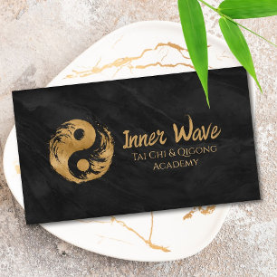 Tai Chi und Qigong - Goldenes Yin Yang Symbol Visitenkarte
