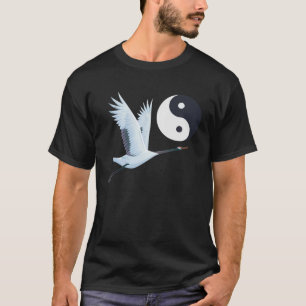 Tai Chi White Crane Yin Yang Qi Gong Chinese White T-Shirt