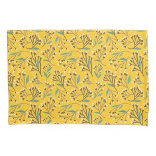 Taie d'oreiller à motif botanique de couleur bleue