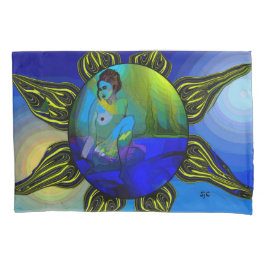 Taie d'oreiller bleue d'art