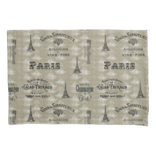 Taie d'oreiller de damassé de Taupe de collage