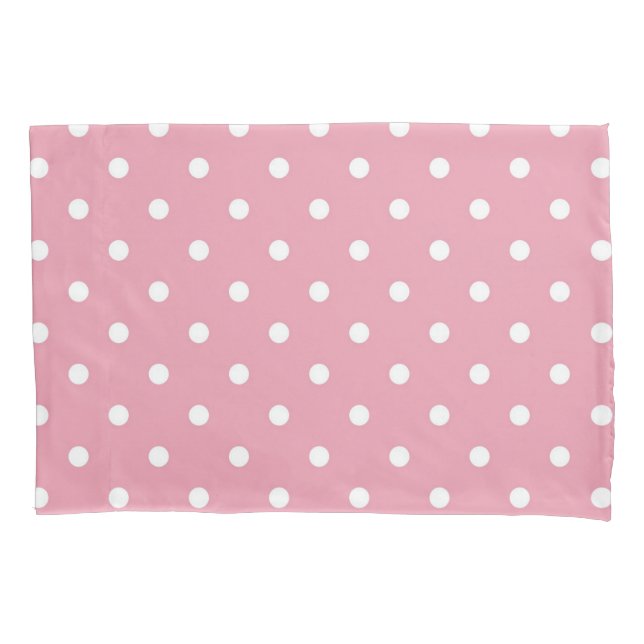 Taie d'oreiller de point de polka de rose rose (devant)