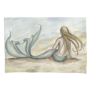 Taie d'oreiller de sirène de bord de la mer de
