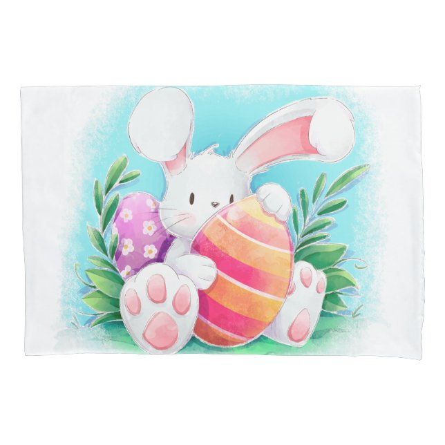 Taie d'oreiller mignonne de l'aquarelle | de lapin (devant-gauche)