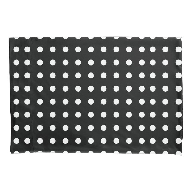 Taie d'oreiller noire et blanche de point de polka (devant)