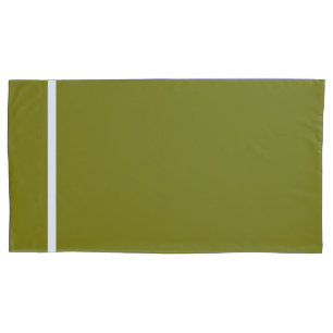 Taie d'oreiller olive et garniture blanche