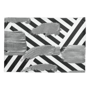 Taie d'oreiller Rayure Noir & Blanc Argenté