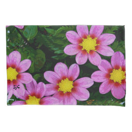 Taie d'oreiller rose de dahlias