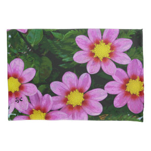 Taie d'oreiller rose de dahlias
