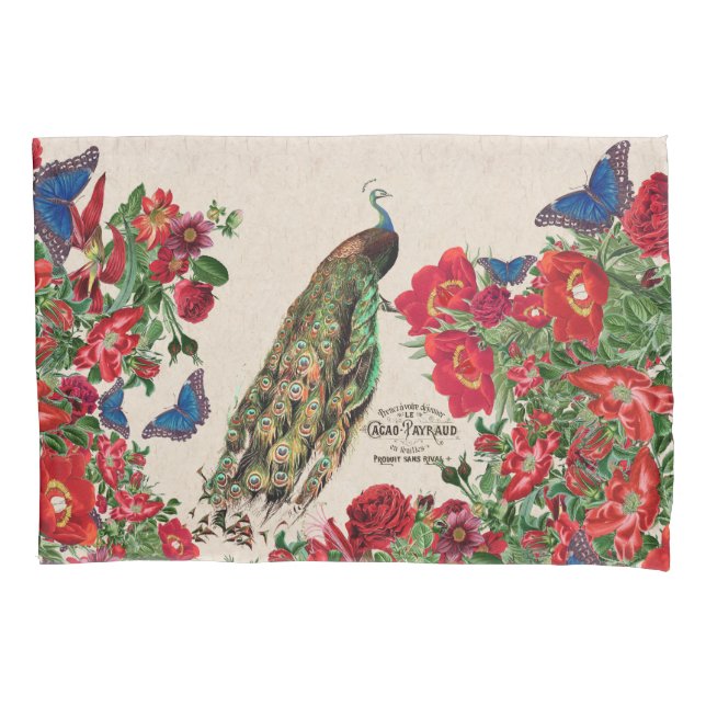 Taie d'oreiller rose de fleurs de papillon de (devant)