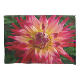 Taie d'oreiller rose lumineuse de dahlia