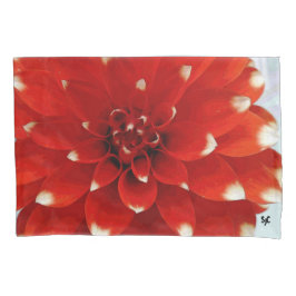 Taie d'oreiller rouge de dahlia